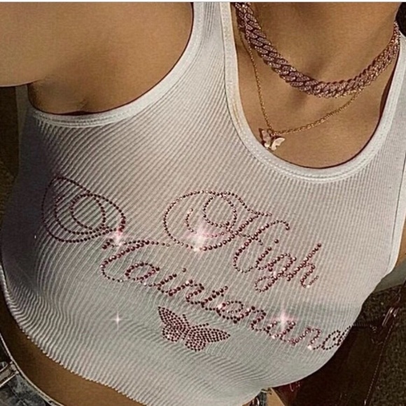 EXTREMELY RARE diamanté high maintenance cropped tank - Picture 2 of 3